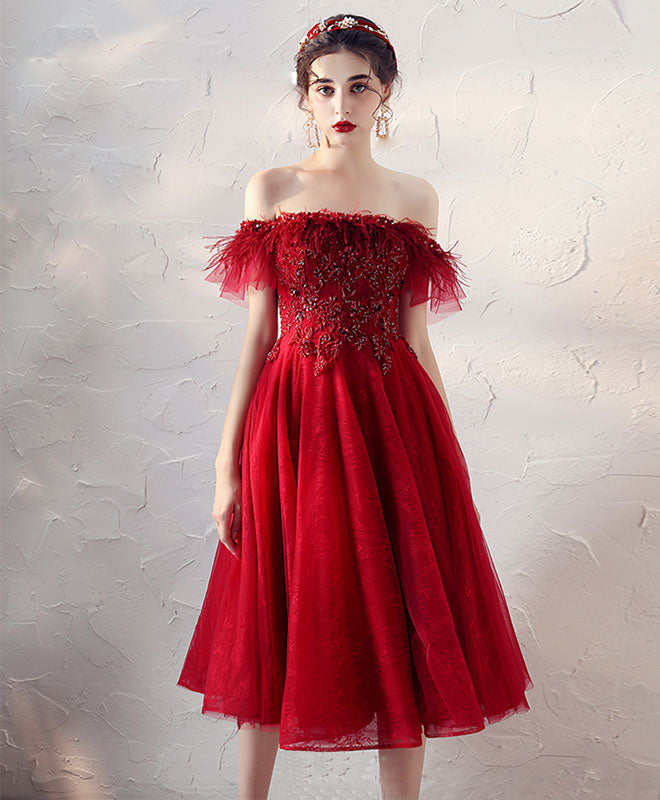 Elegant Burgundy Tulle Lace Short Prom Dress for Homecoming - Perfect for Parties, Dances & Special Occasions