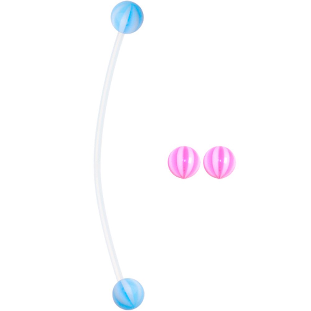 Body Candy Pink & Blue Acrylic Beach Ball Belly Button Ring - Cute Maternity Belly Ring for Pregnancy, Beach Parties & Summer Fun