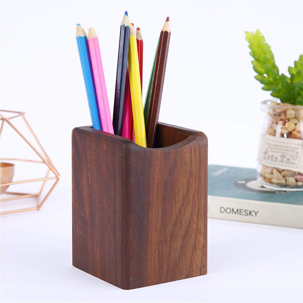Natural Wooden Pen Holder & Storage Box - Black Walnut Desk Organizer for Pens, Office Supplies & Stationery | Perfect Gift for Home, Office & Classroom Use | Keeps Workspace Neat & Stylish