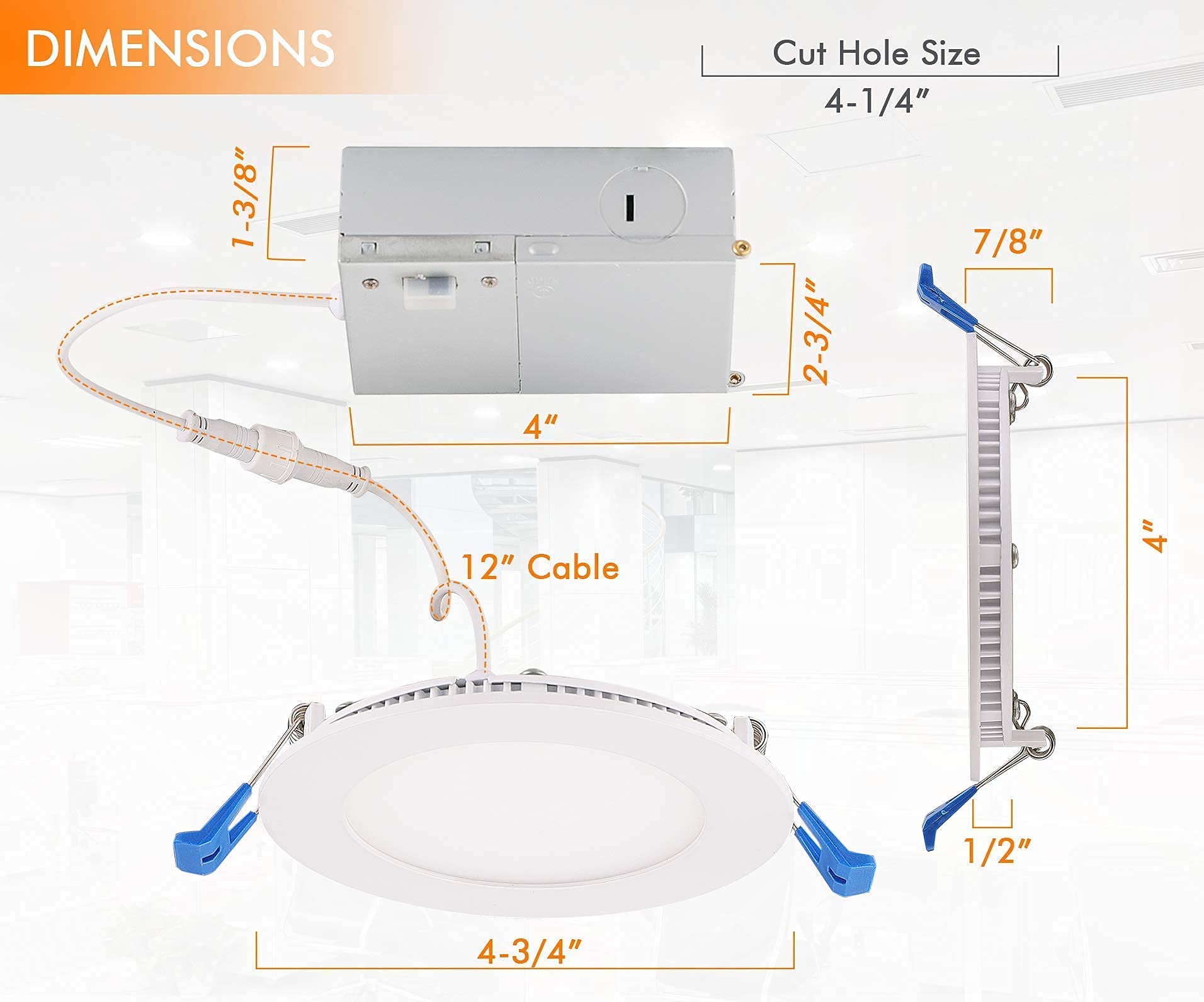 Cloudy Bay 4 Inch & 3 Inch LED Recessed Lighting Kit - 6 Pack Dimmable Downlights with 3 Color Temperature Options (2700K-5000K) for Bedroom, Kitchen & Living Room Ceiling Installation