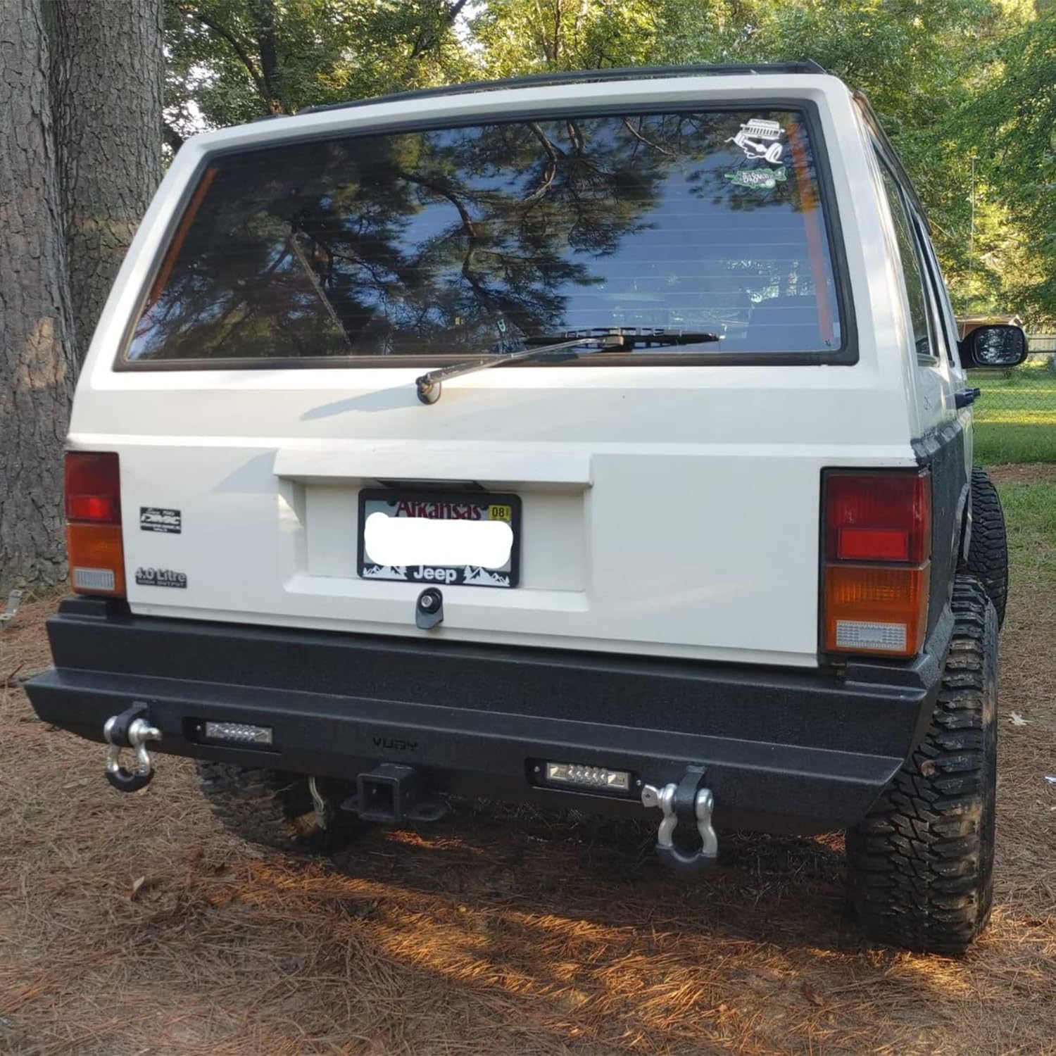 1984-2001 Jeep Cherokee XJ Heavy Duty Steel Rear Bumper with LED Lights & D-Rings - Black Textured Finish | Off-Road Protection & Towing Accessory