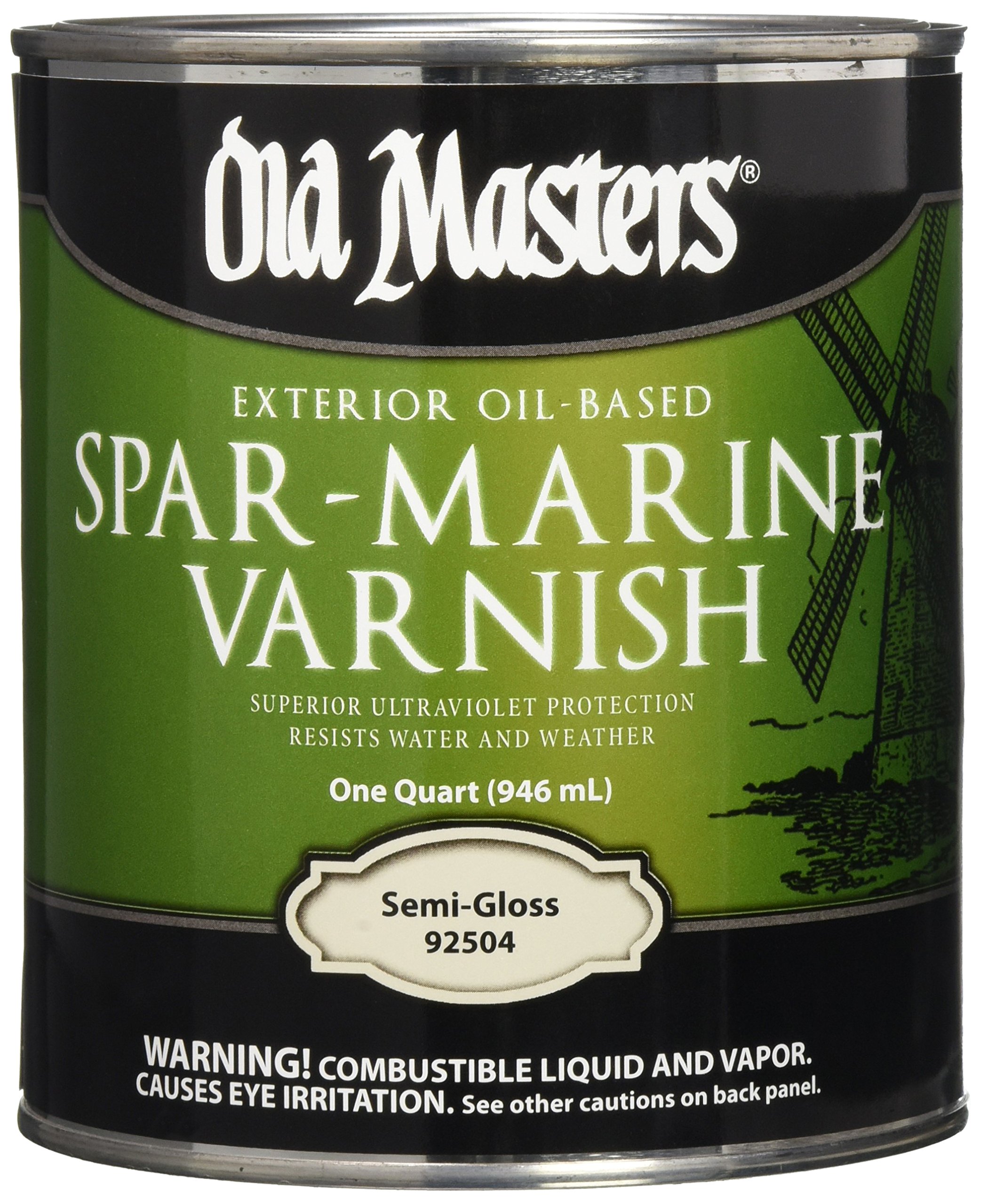 OLD MASTERS 92504 Spar Marine Varnish - High Gloss Wood Finish for Boats, Decks & Outdoor Furniture - UV & Water Resistant Protection