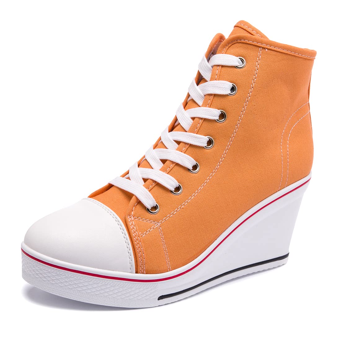 Women's Lace-Up Heel Sneakers - Platform Wedge Ankle Booties with Zipper | Stylish Casual Canvas Fashion Shoes for Girls | Perfect for Daily Wear, Office & Date Nights
