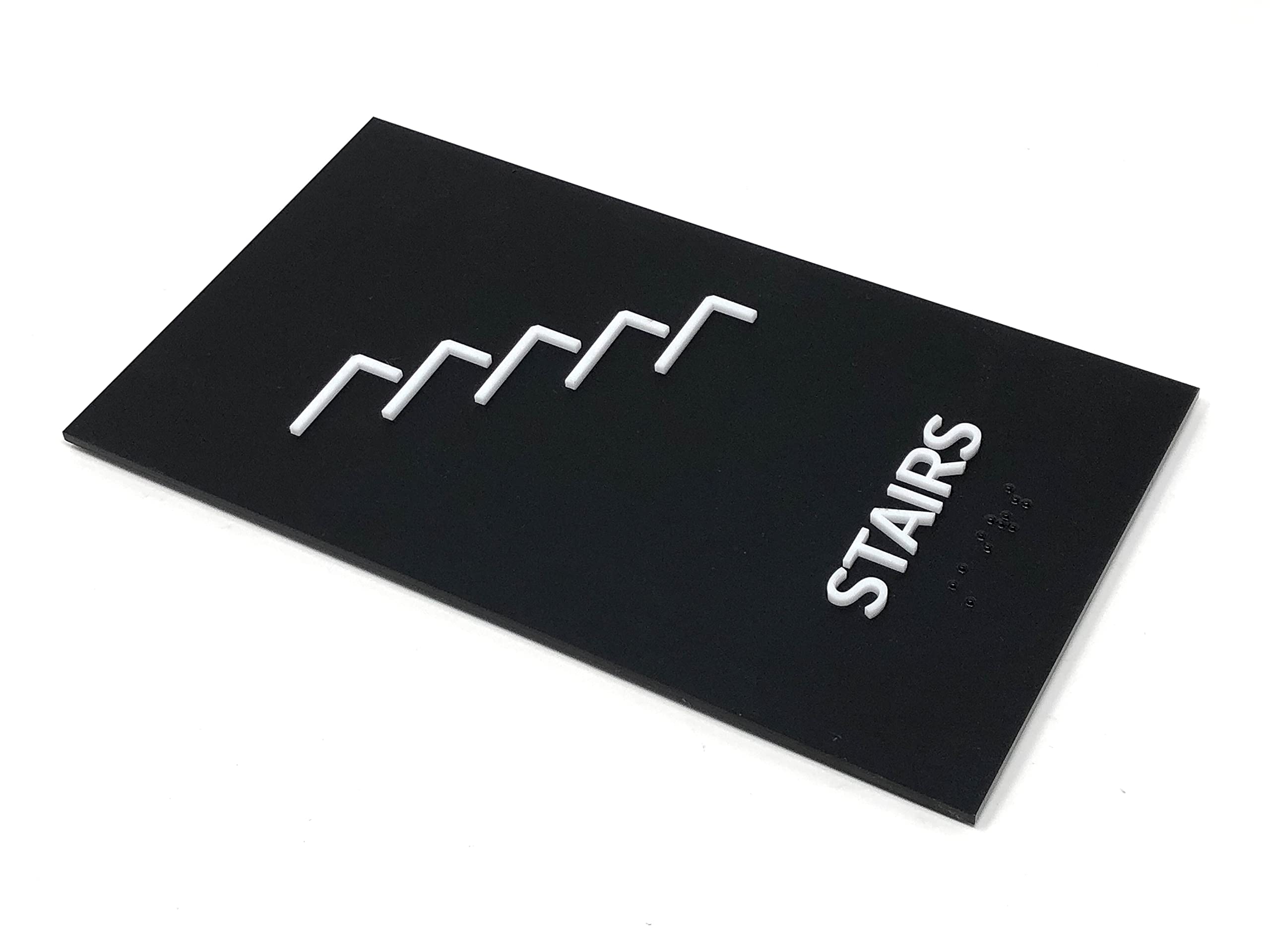ADA Compliant Modern Stair Door Sign with Grade 2 Braille - Kubik Letters Stairs Sign with 3M Double Sided Tape - Perfect for Office Buildings, Hospitals & Public Spaces
