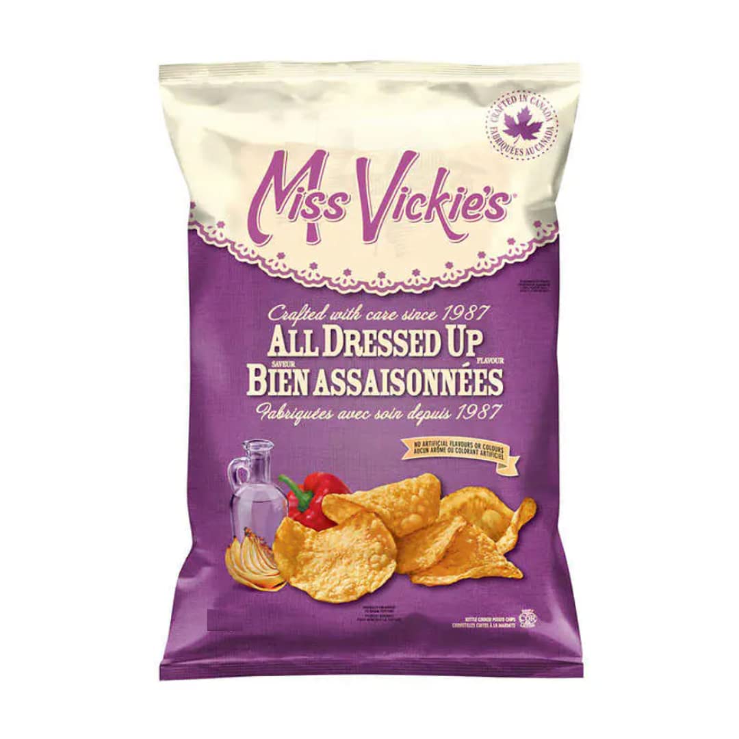 Miss Vickie's Kettle Cooked All Dressed Potato Chips - 7oz (Pack of 3) | Gluten Free, Cholesterol Free Canadian Snack | Perfect for Parties, Road Trips & Vending Machines | Shipped from USA