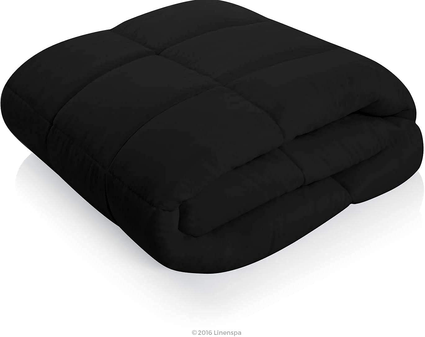 Lightweight All-Season Down Alternative Comforter - 100% Cotton Quilted Duvet Insert | Cooling Bedding for Hot Sleepers & Warm Weather | King/California King Size | Black | Perfect for Year-Round Comfort in Bedrooms, Guest Rooms & Dorms