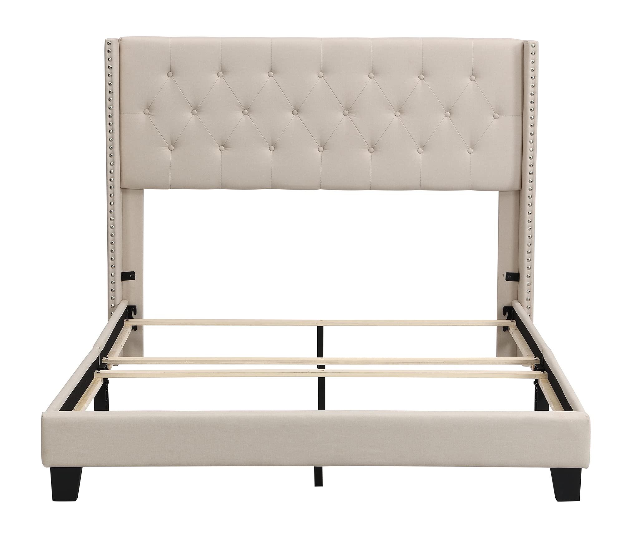 Anwick Upholstered Queen Platform Bed Frame with Mattress Foundation - Easy Assembly, No Box Spring Needed, Beige - Perfect for Modern Bedrooms & Guest Rooms