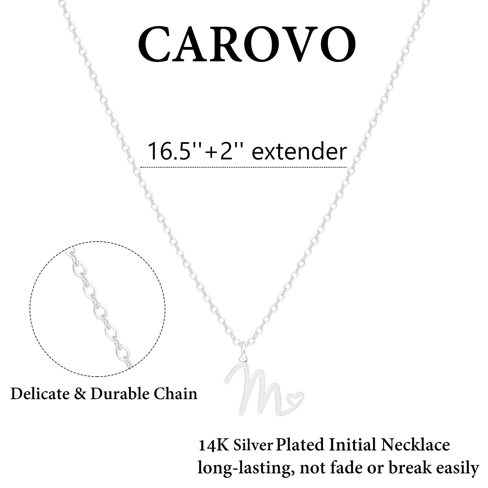 CAROVO Initial Necklace for Women - 14K Gold & Silver Letter Pendant, Dainty Monogram Name Jewelry, Trendy Minimalist Choker Necklace Gift for Her | Perfect for Everyday Wear, Date Nights & Special Occasions