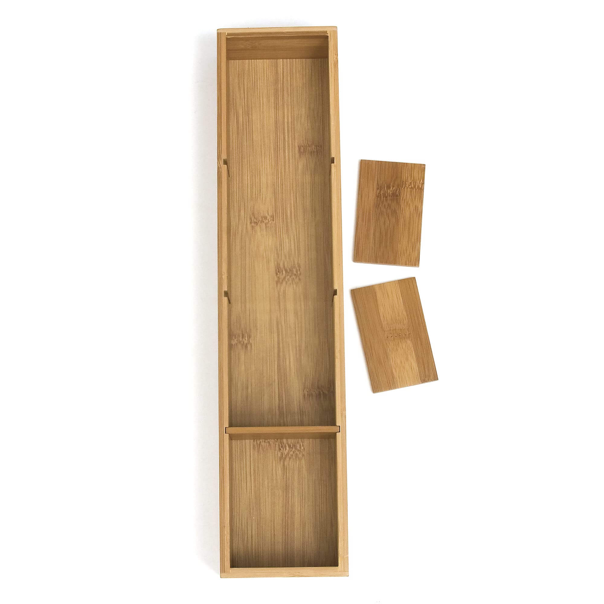 Lipper International 8884 Bamboo Wood 4-Part Drawer Organizer with Removable Dividers - 17.5