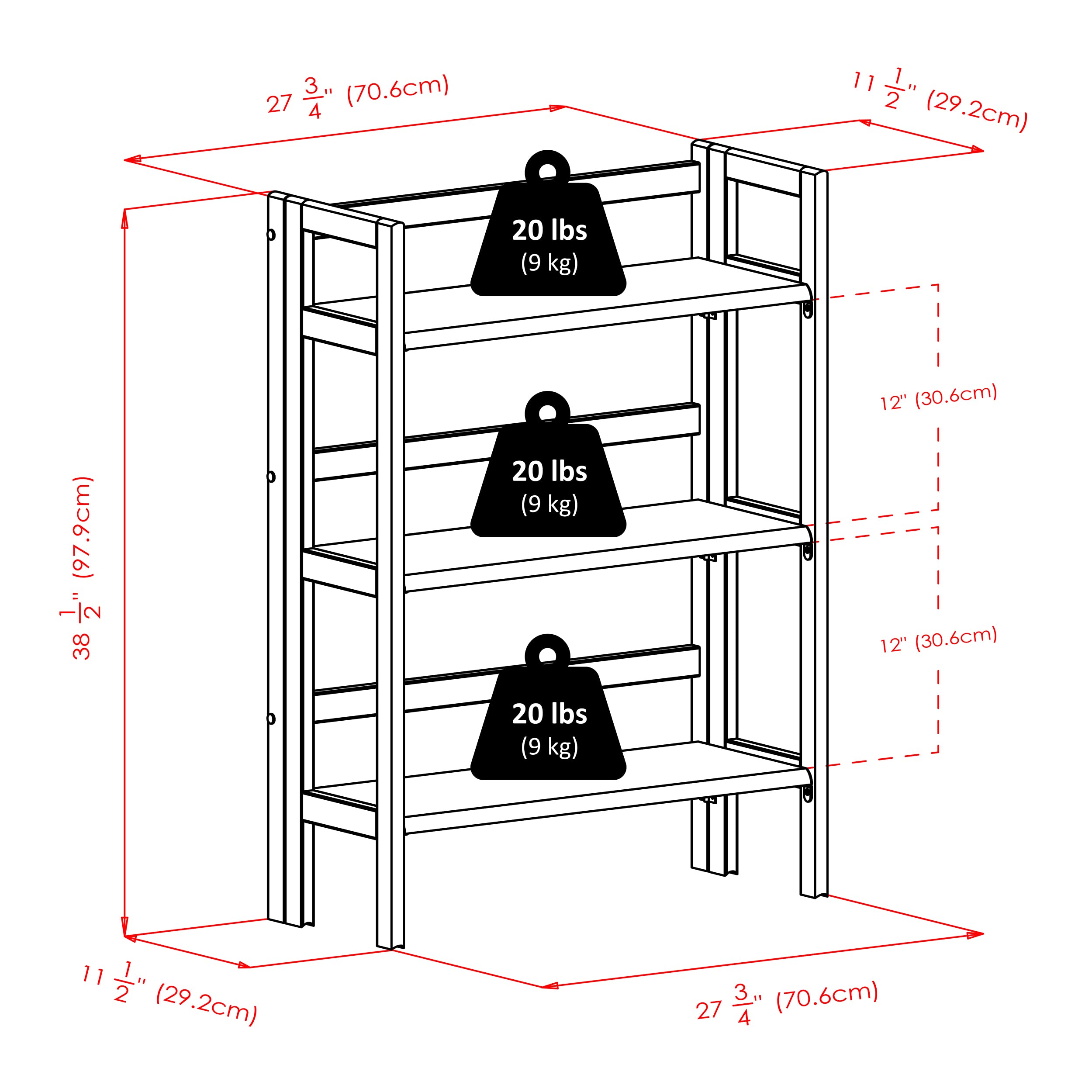 Winsome Wood Terry 3-Tier Walnut Shelving Unit - Stylish Storage for Living Room, Bedroom, or Office Organization