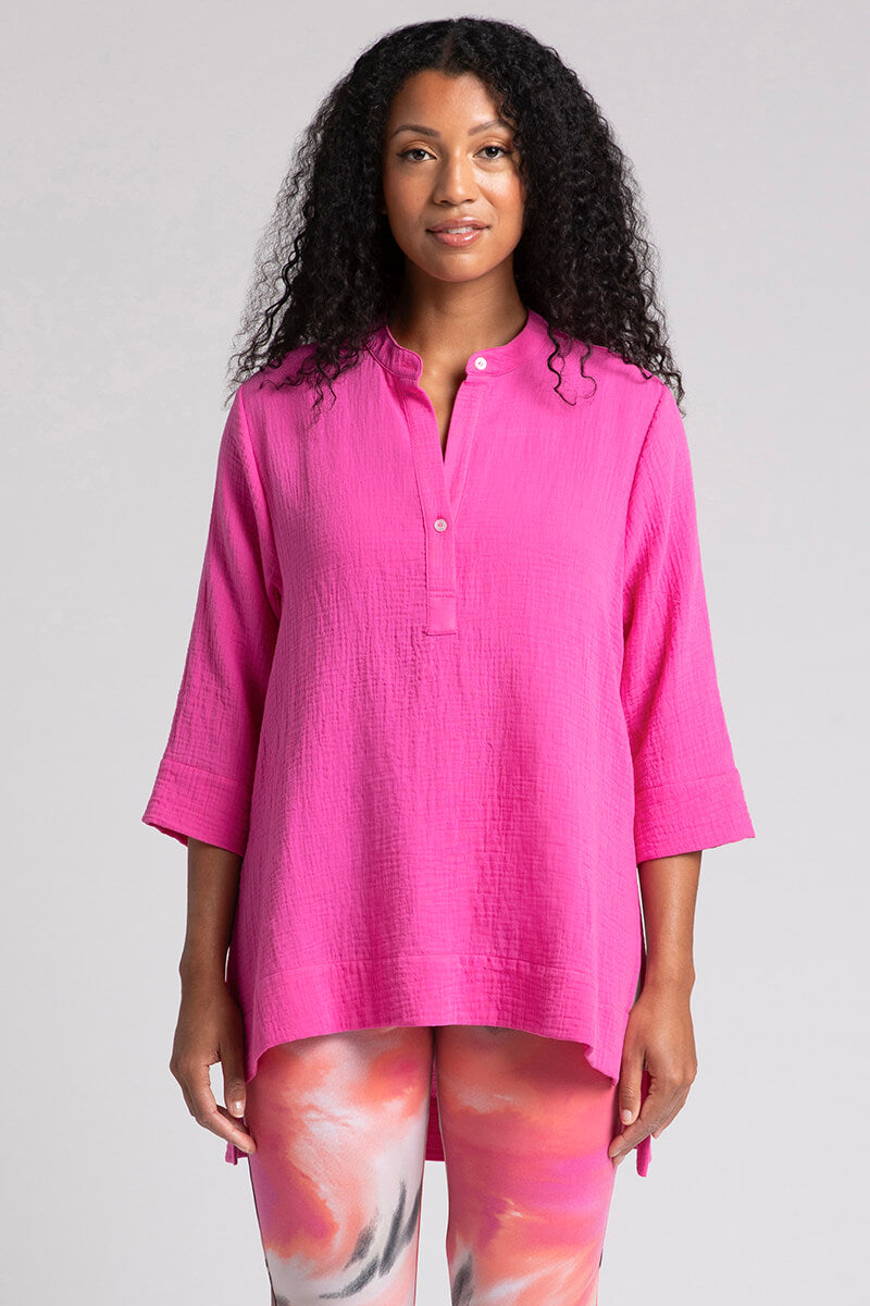 Soft Cotton Gauze Overshirt for Women - Lightweight Peony Print Summer Cover-Up | Perfect for Beach, Vacation & Casual Outfits