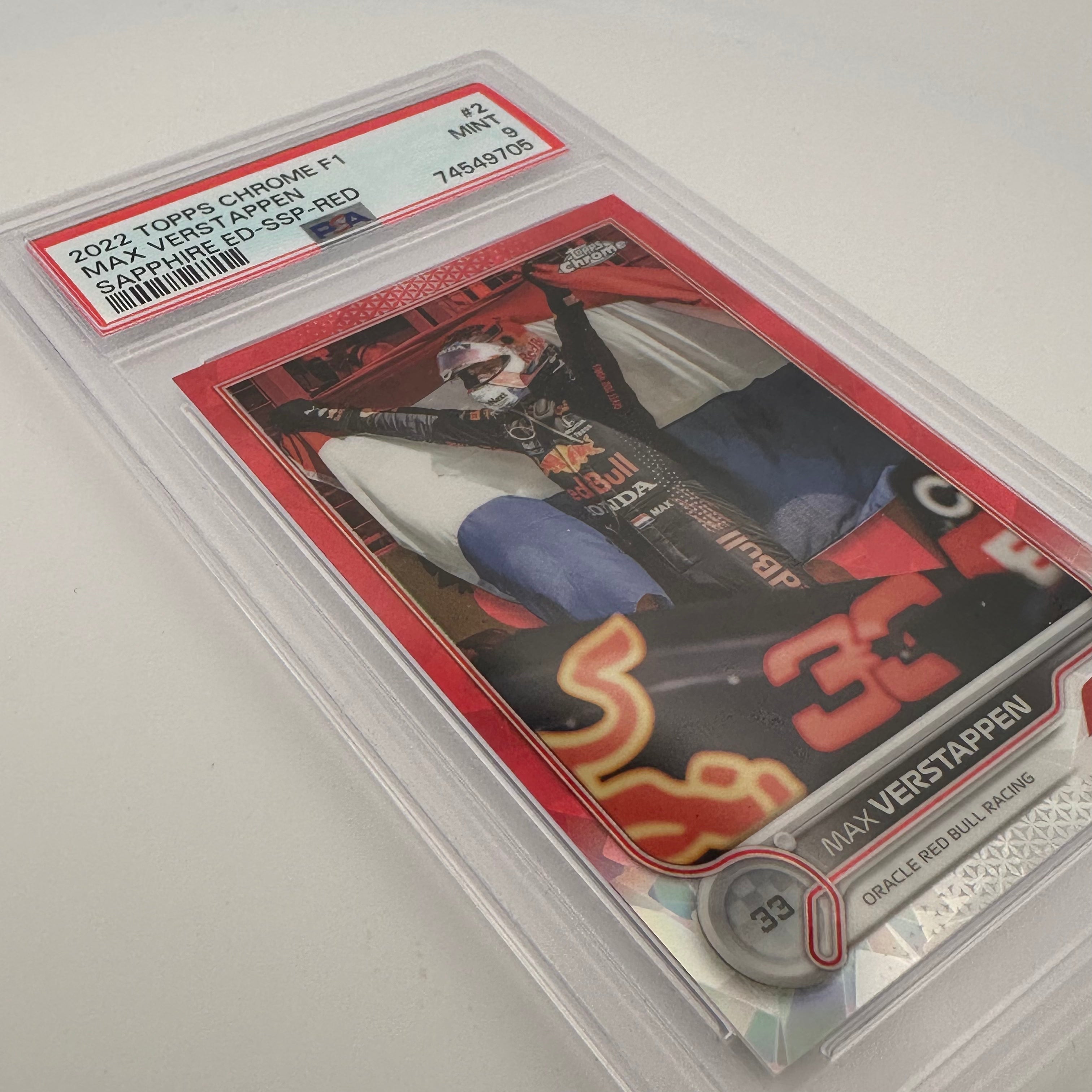PSA 9 Graded 1/5 Max Verstappen #2 Sapphire Edition SSP Red - Rare Collectible Trading Card for F1 Fans & Sports Memorabilia Enthusiasts