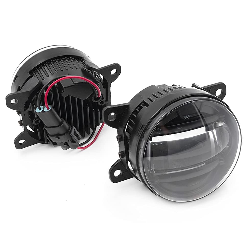 Jeep Renegade Cherokee KL Compass Fog Lights 2014-2021 - LED Smoked Lens Replacement Kit for Front Bumper (Driver & Passenger Side) - OEM 68256470AA - Perfect for Off-Roading & Night Driving