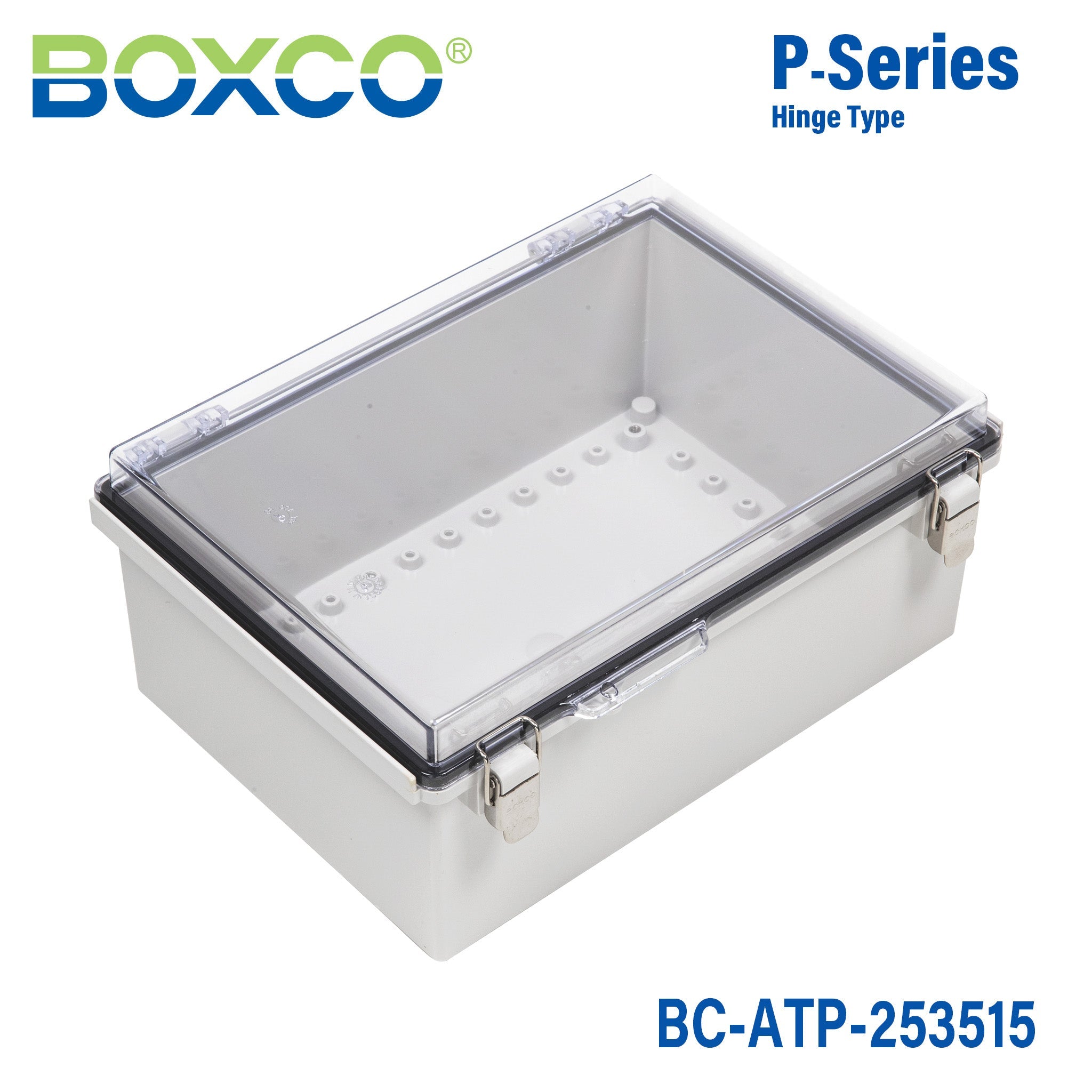 Boxco P Series 9.84 x 13.78 x 5.91 Inches (250 x 350 x 150mm) Waterproof Plastic Enclosure IP67 IK08 ABS with Transparent Cover - Molded Hinge & Latch Type for Outdoor Electronics, Industrial Equipment & DIY Projects