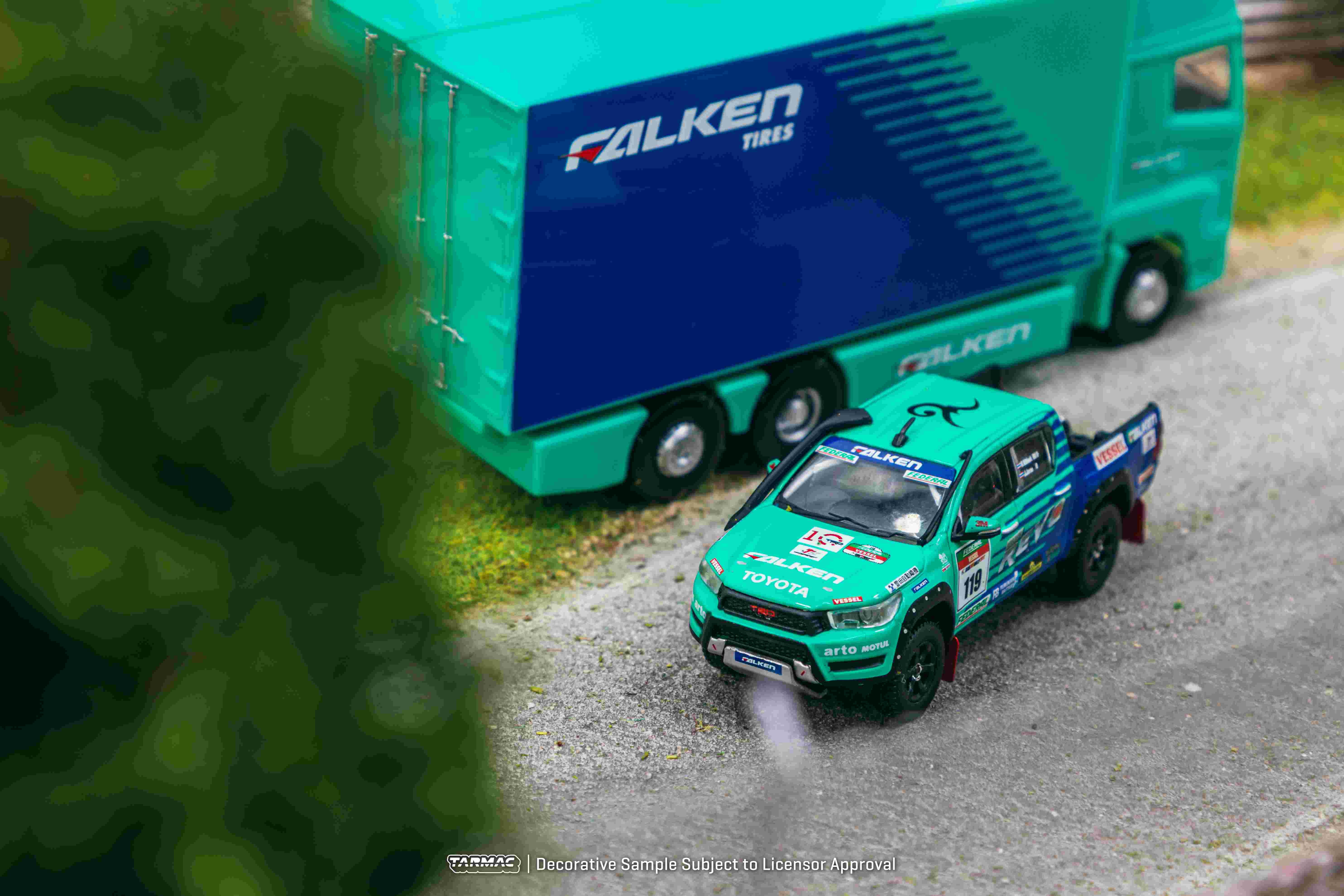 Tarmac Works 1/64 Scale Toyota Hilux AXCR 2017 Diecast Model Car with Truck Packaging - HOBBY64 Collection - Perfect for Display, Racing Enthusiasts, and Diecast Collectors