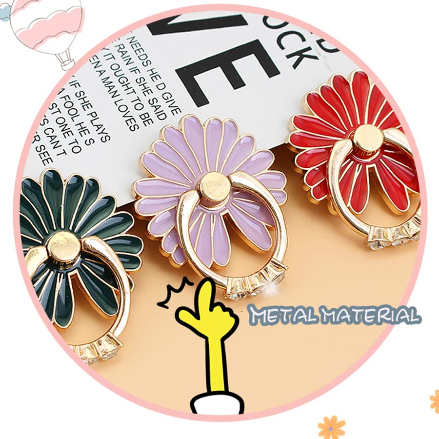 360° Rotating Phone Ring Holder Stand - 6 Pack Daisy Grip Finger Ring for Cell Phone & Tablet Case Accessories | Perfect for Hands-Free Viewing, Gaming, and Secure Grip While Commuting