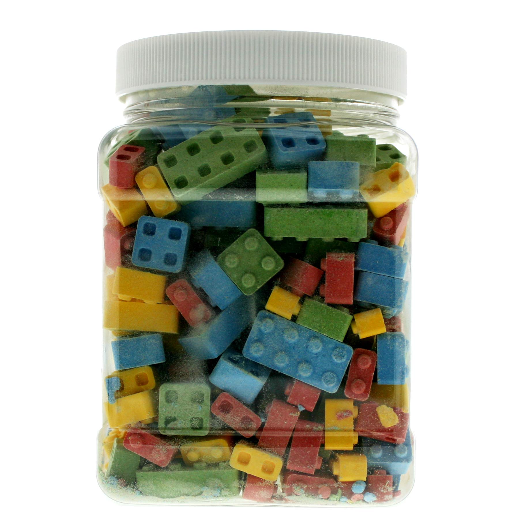 Bulk Candy Blox 1.35lb - Assorted Building Block Candies in 32oz Reusable Square Gift Jar | Perfect for Birthday Parties, Classroom Rewards & DIY Candy Buffets