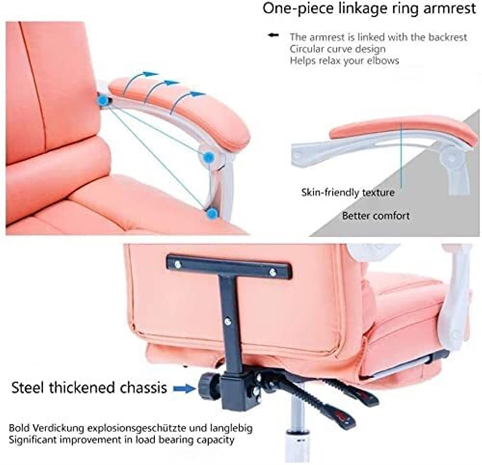 Ergonomic Office Chair - Adjustable Swivel Computer Desk Chair with Lumbar Support, Reclining Backrest, and Padded Armrests for Home Office & Gaming (Green) - Perfect for Long Work Hours, Online Meetings, and PC Gaming Sessions