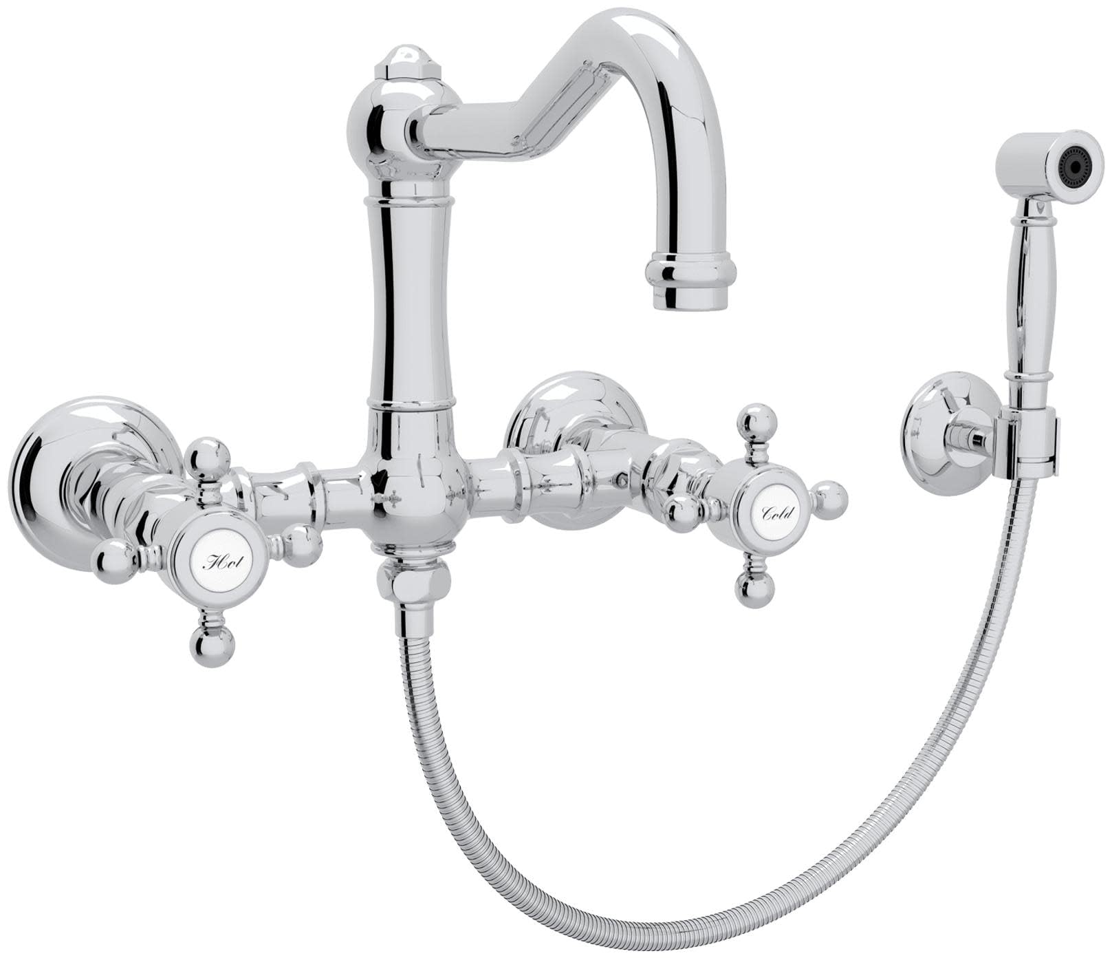 ROHL A1456XMWSAPC-2 Premium Polished Chrome Kitchen Faucet - High Arc Pull-Down Sprayer, Single Handle, Commercial-Grade for Modern Home Kitchen & Restaurant Use
