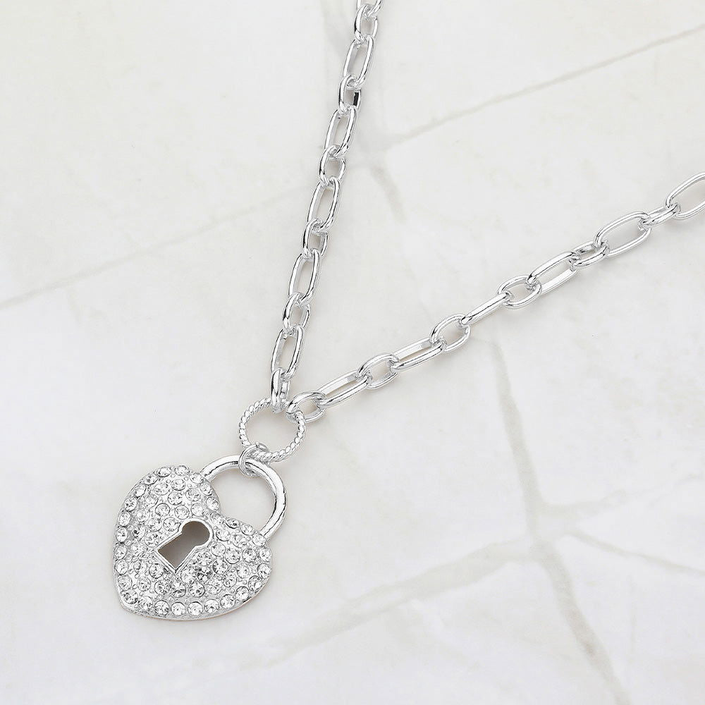 Sterling Silver Heart Lock Pendant Necklace for Women - Romantic Gift for Valentine's Day, Anniversary & Special Occasions