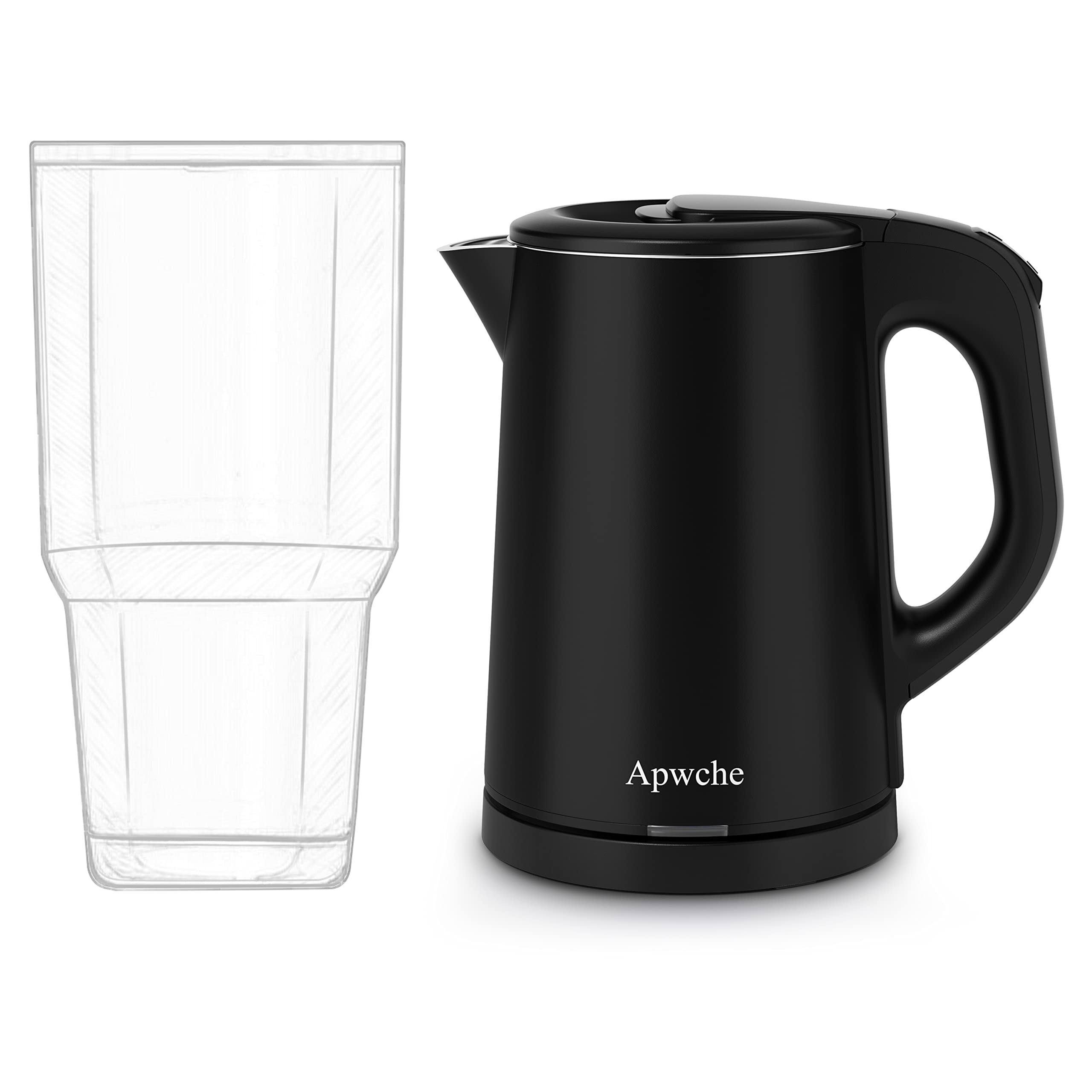 Portable Electric Kettle 27oz/0.8L - 304 Stainless Steel Travel Tea Kettle with Auto Shut-Off - Fast Boiling Mini Water Heater for Office, Dorm, Camping & Business Trips (Black)