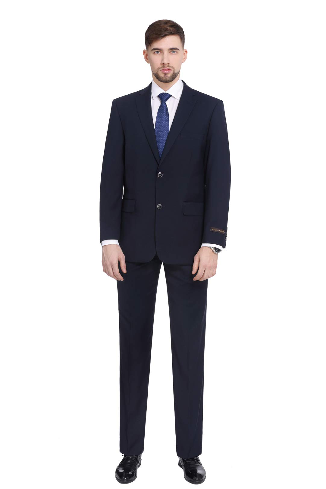 P&L Men's 2-Piece Classic Fit 2 Button Suit Tuxedo with Flat Front Pants | Formal Business Attire for Weddings, Office & Special Occasions