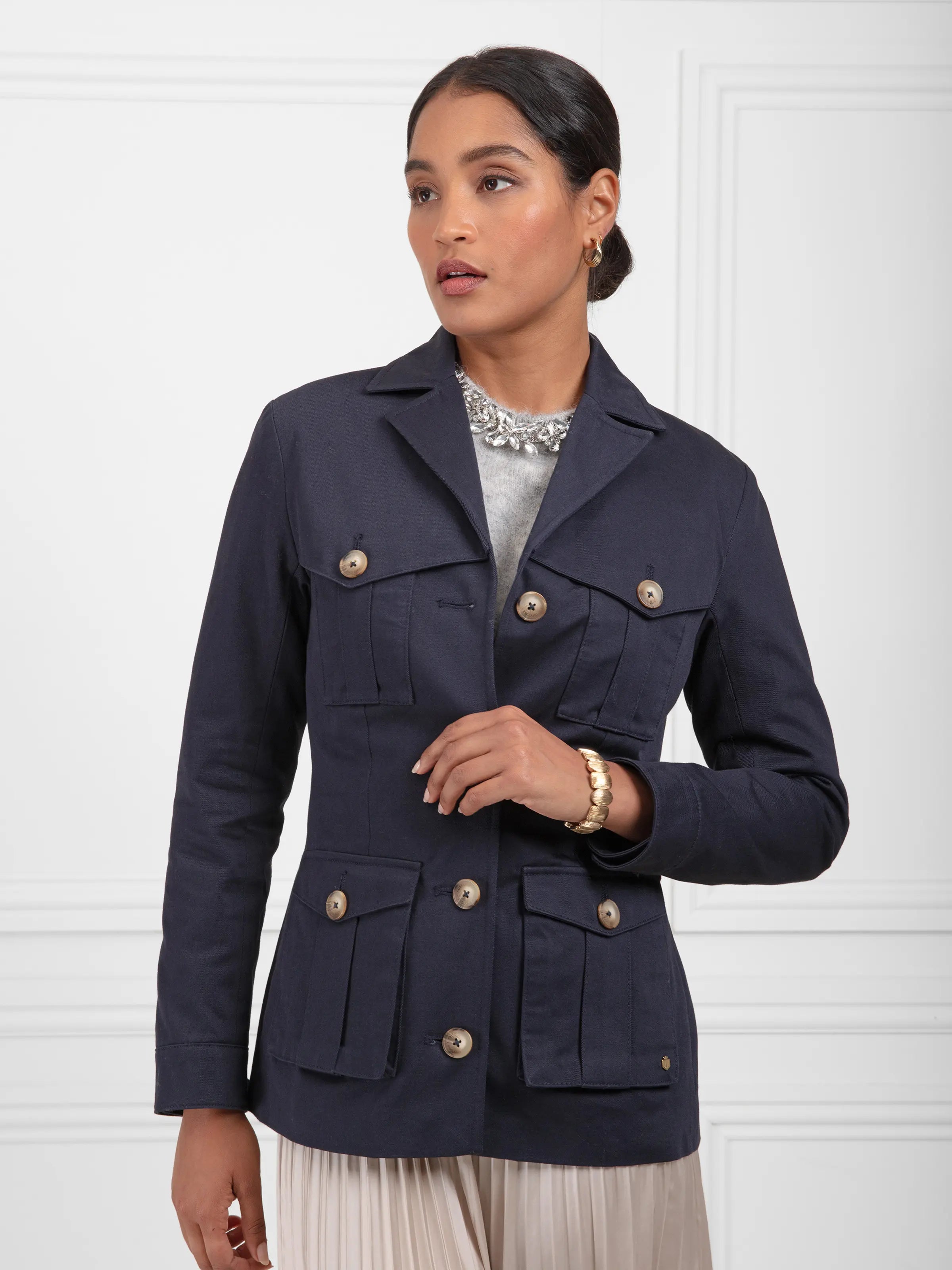 Savannah Safari Jacket for Men - Navy Blue Cotton Drill Workwear - Perfect for Outdoor Adventures, Travel & Casual Wear