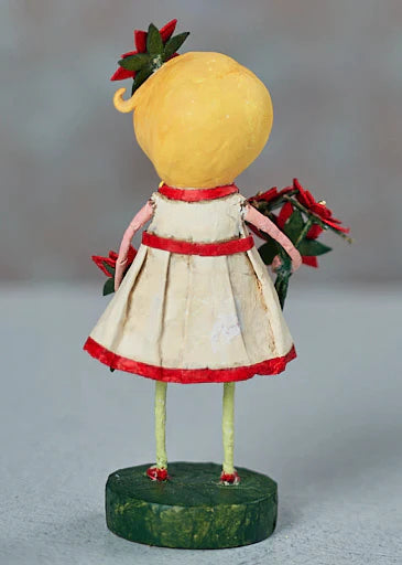 Lori Mitchell Etta Poinsettia Christmas Figurine - Hand-Painted Holiday Decor for Tree, Mantel & Festive Home Decorations