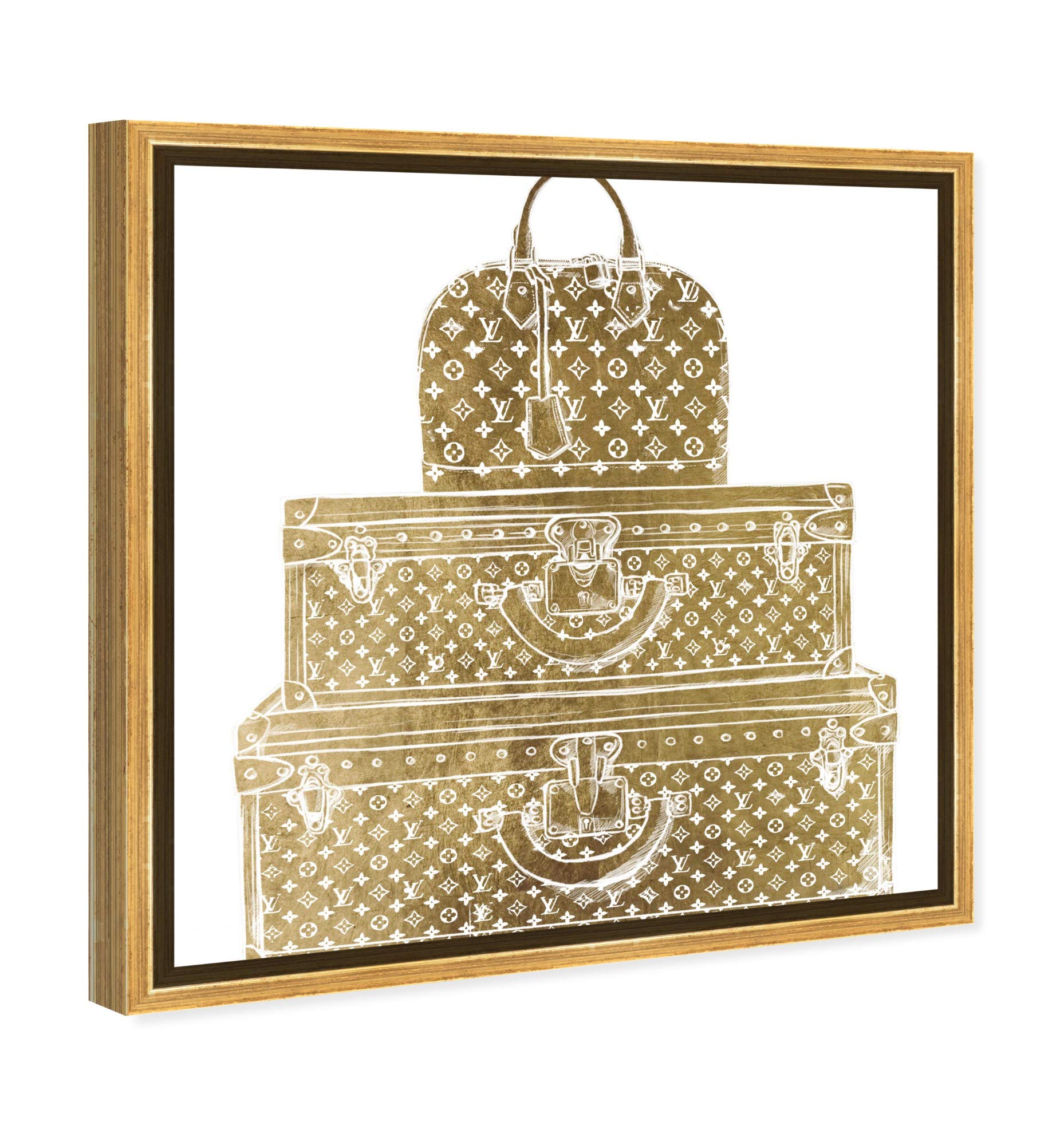 Oliver Gal Artist Co. Royal Bag & Luggage Diecut Canvas Wall Art - 20x20 Inch Fashion Glam Home Decor Print in Gold & White - Perfect for Living Room, Bedroom & Office Decor | Travel-Themed Framed Artwork
