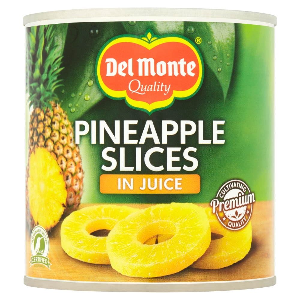 DEL MONTE Sliced Pineapple in 100% Juice, 15.25 oz Canned Fruit - Sweet & Juicy Pineapple Slices for Snacks, Desserts, Smoothies & Tropical Recipes