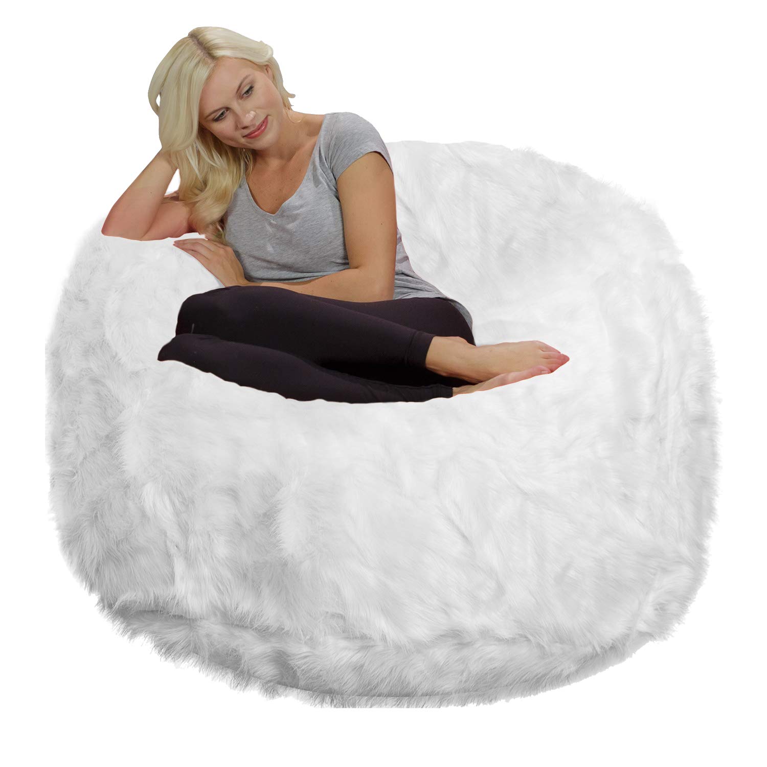 Chill Sack - 4-Feet Memory Foam Bean Bag Chair with Plush Faux Fur Cover | Ultra Comfortable for Living Room, Bedroom, Gaming & Movie Nights