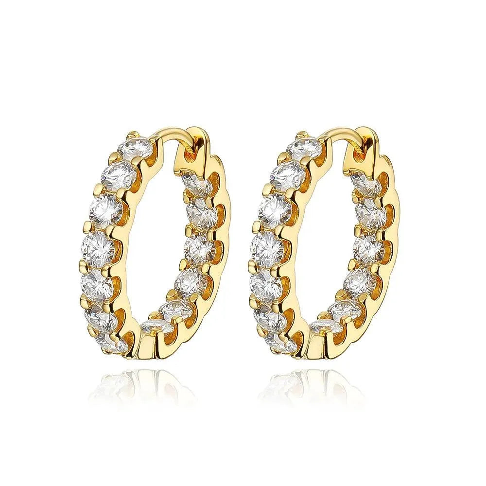 18K Gold Plated 2.6CT Moissanite Hoop Earrings for Women | 925 Sterling Silver Wedding & Party Jewelry | Elegant Gift for Anniversary, Bridal Shower & Special Occasions