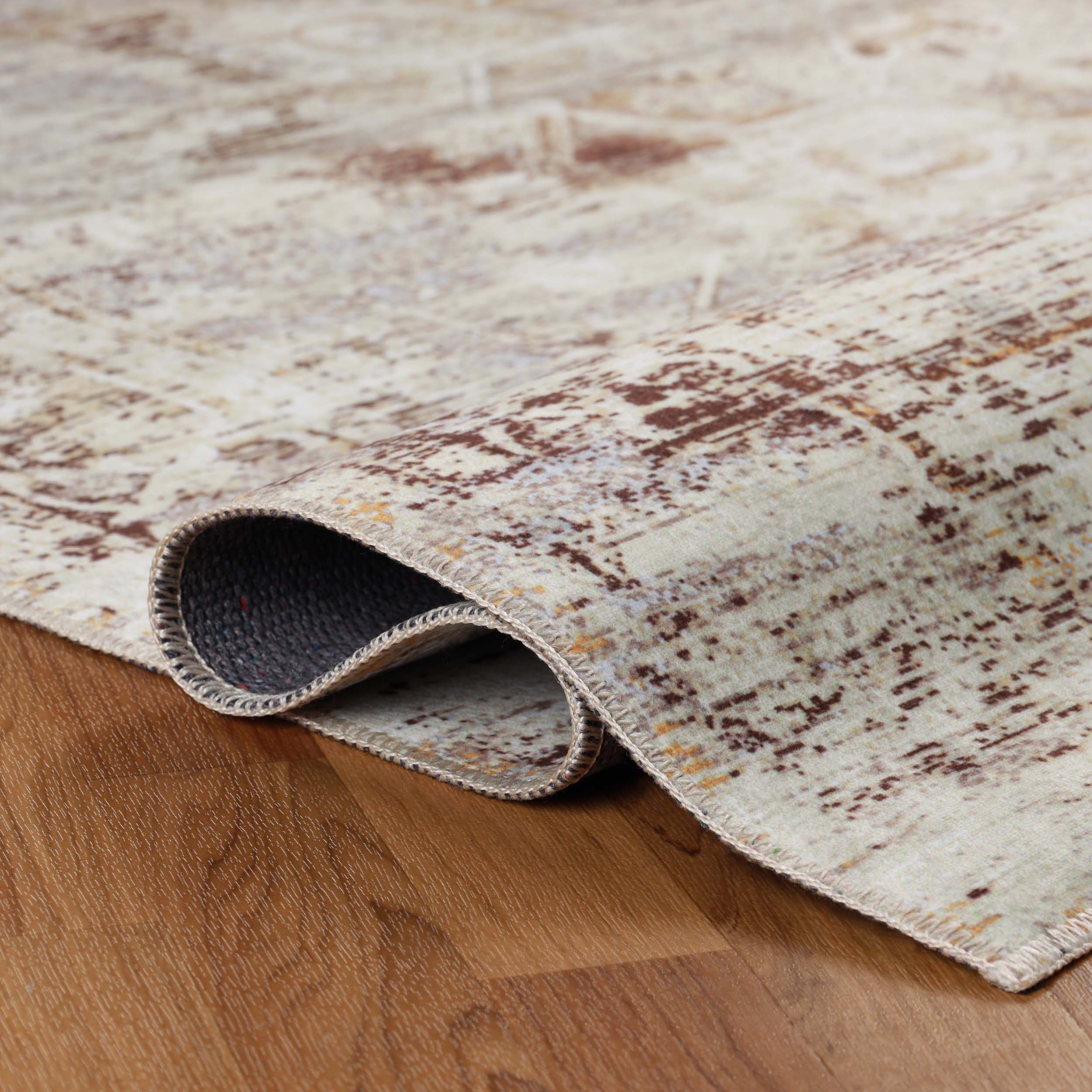 Dove Rustic Machine Washable Indoor Area Rug - Soft Non-Slip Living Room Carpet, Bedroom Runner Rug for Home Decor (5x8 ft, Beige) | Perfect for Cozy Spaces, Entryways & High Traffic Areas
