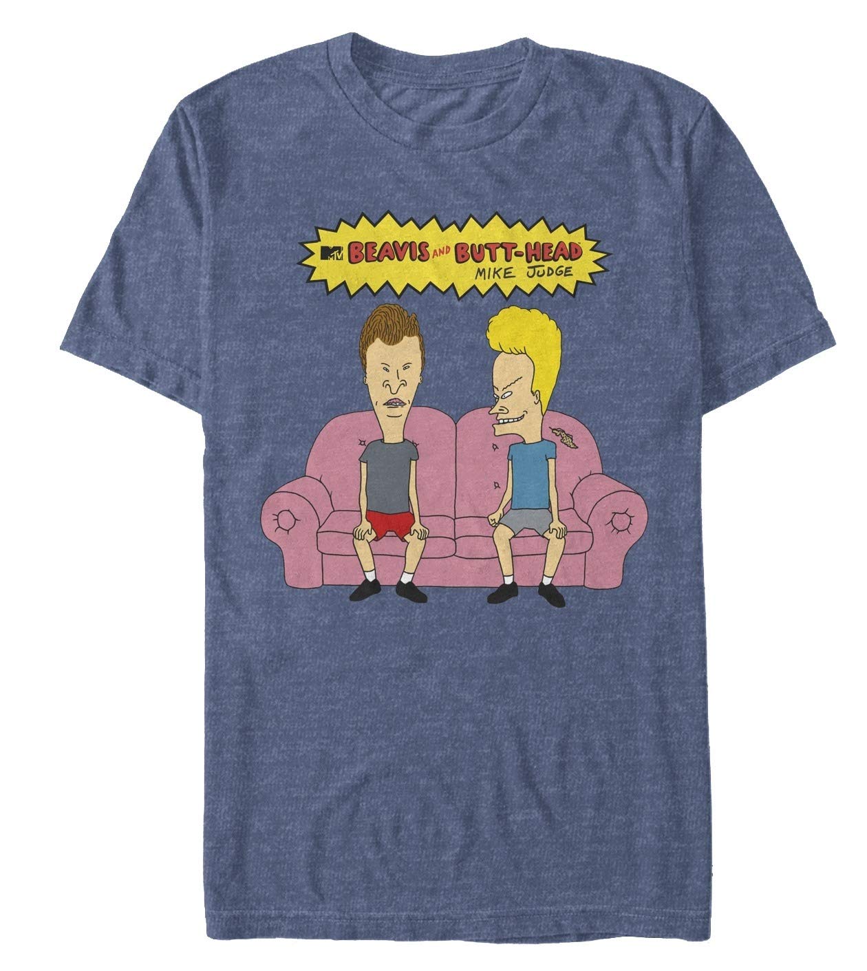 Beavis and Butt-Head Couch Logo Graphic T-Shirt for Men | Vintage Cartoon Tee | Casual Wear & Pop Culture Fan Gift