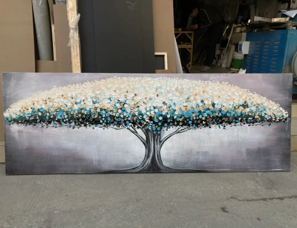 Flower and Tree Painting #FT022 - Handmade Canvas Wall Art for Home Decor, Living Room, Bedroom & Office