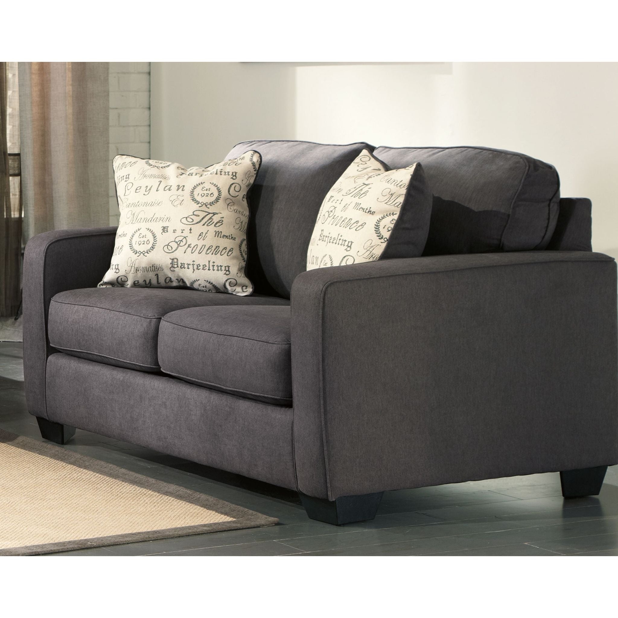 Alenya Loveseat Charcoal - Modern Sofa for Small Spaces | Perfect for Apartments, Living Rooms & Cozy Corners