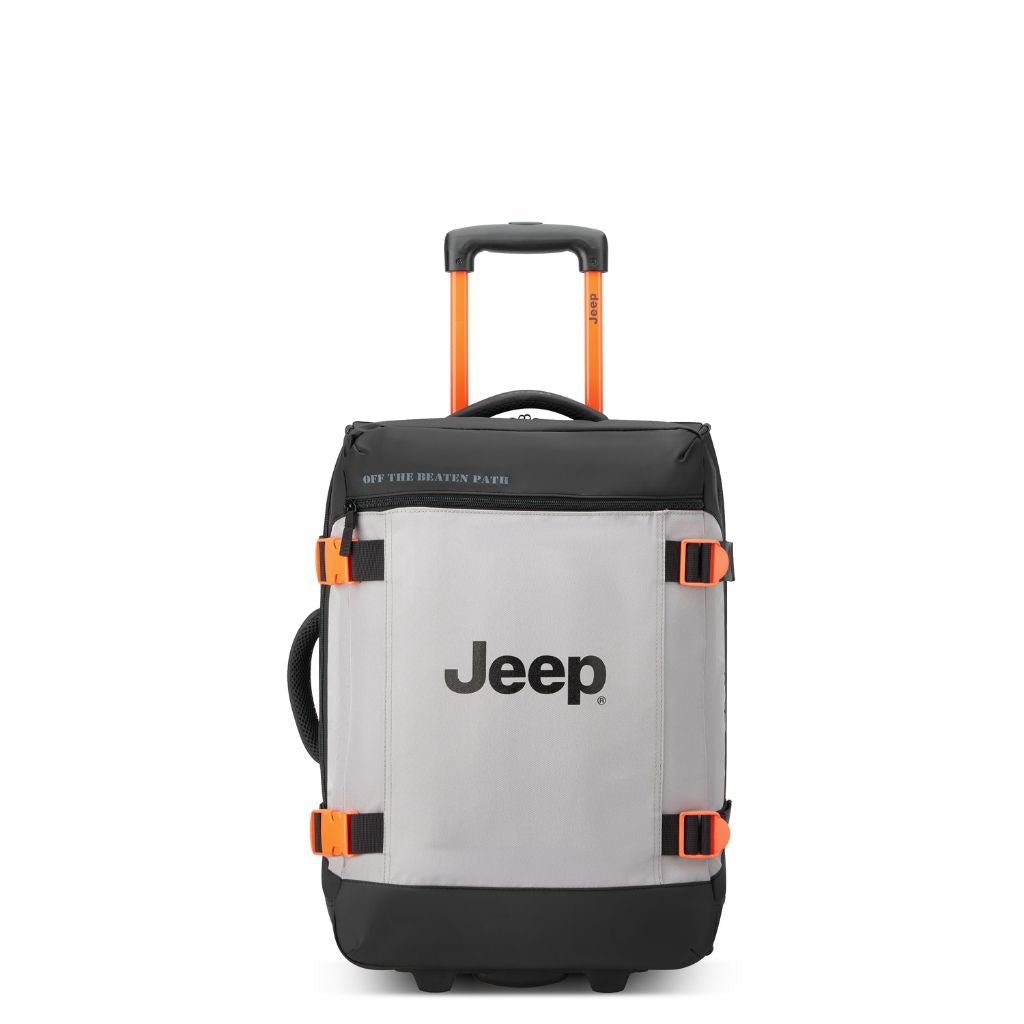 Jeep 2 Wheel 55cm Rolling Duffle Bag - Water-Resistant Grey Drizzle Travel Luggage for Camping, Gym & Weekend Getaways