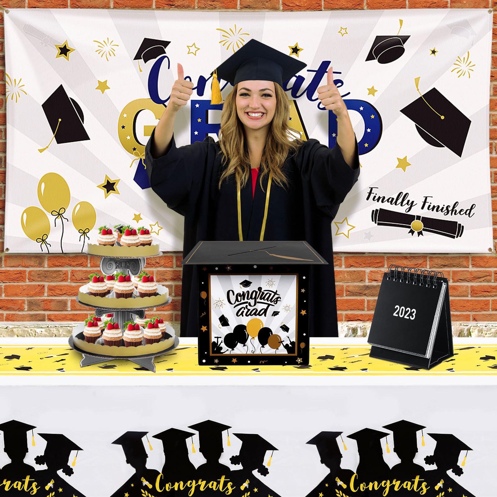 PRETYZOOM 2023 Graduation Card Box - Congrats Grad Gift Box Holder for Graduation Party, Ceremony & Birthday - Perfect Graduation Party Supplies for High School & College Graduates - Great for Photo Displays & Gift Card Storage