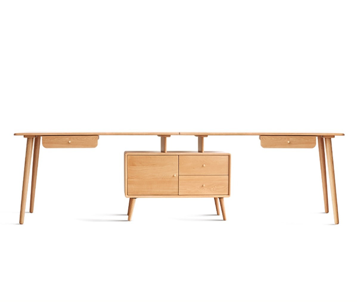 Solid Oak Wood Adjustable Height Office Desk - Extendable Workstation for Home & Business Use