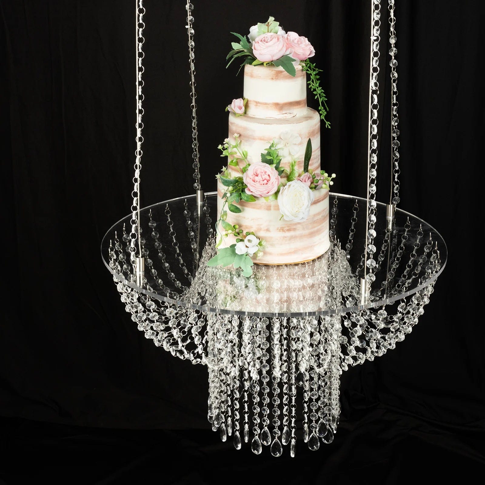 25 Round Acrylic Hanging Crystal Chandelier Cake Stand - Elegant Dessert Display for Weddings, Parties & Home Decor