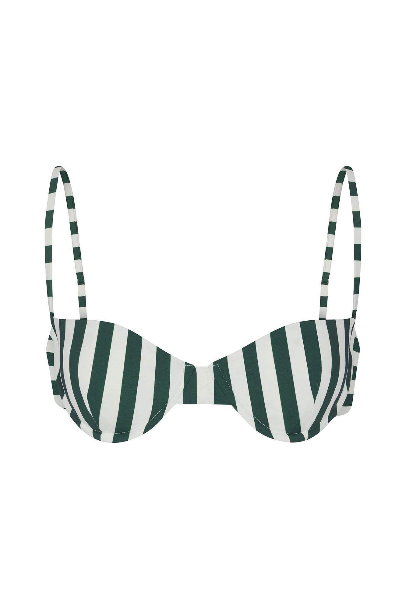 Balconette Underwire Bikini Top - Green Stripes Push Up Bikini for Women | Perfect for Beach, Pool, and Summer Vacations
