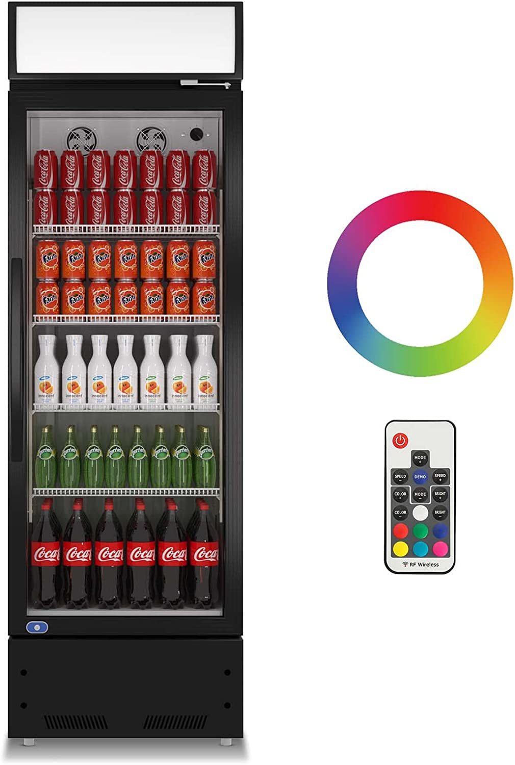 Commercial Glass Door Refrigerator - 8.0 Cu Ft Single Door Merchandiser Cooler, ETL Certified, Black - Perfect for Retail Stores, Cafes, and Restaurants
