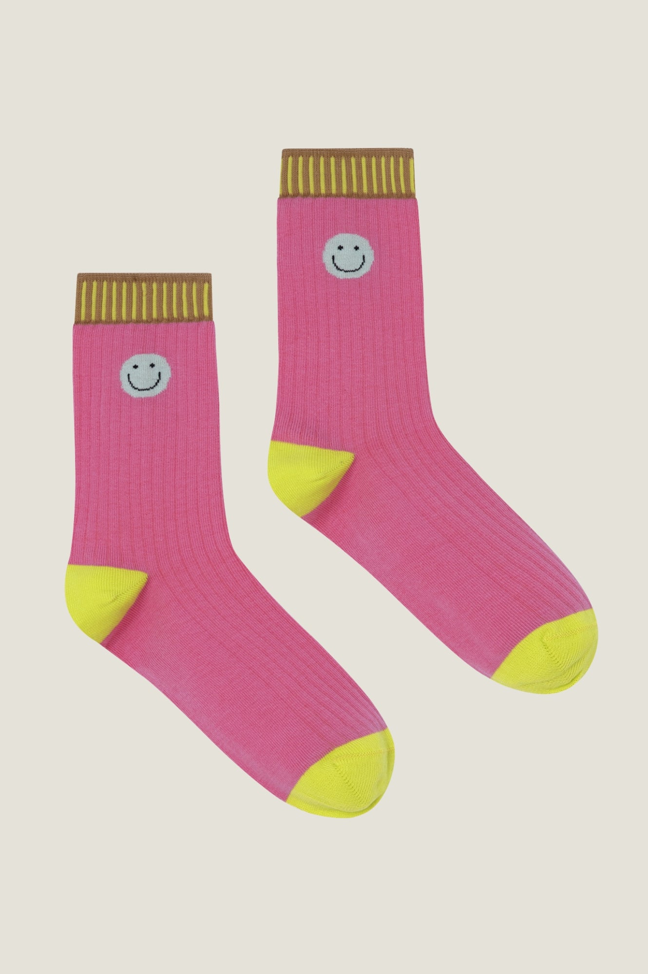 Ribbed Smiley Socks for Women - Soft Pink Novelty Happy Face Ankle Socks - Cute Casual Wear for Everyday, Gifts, or Fun Outfits