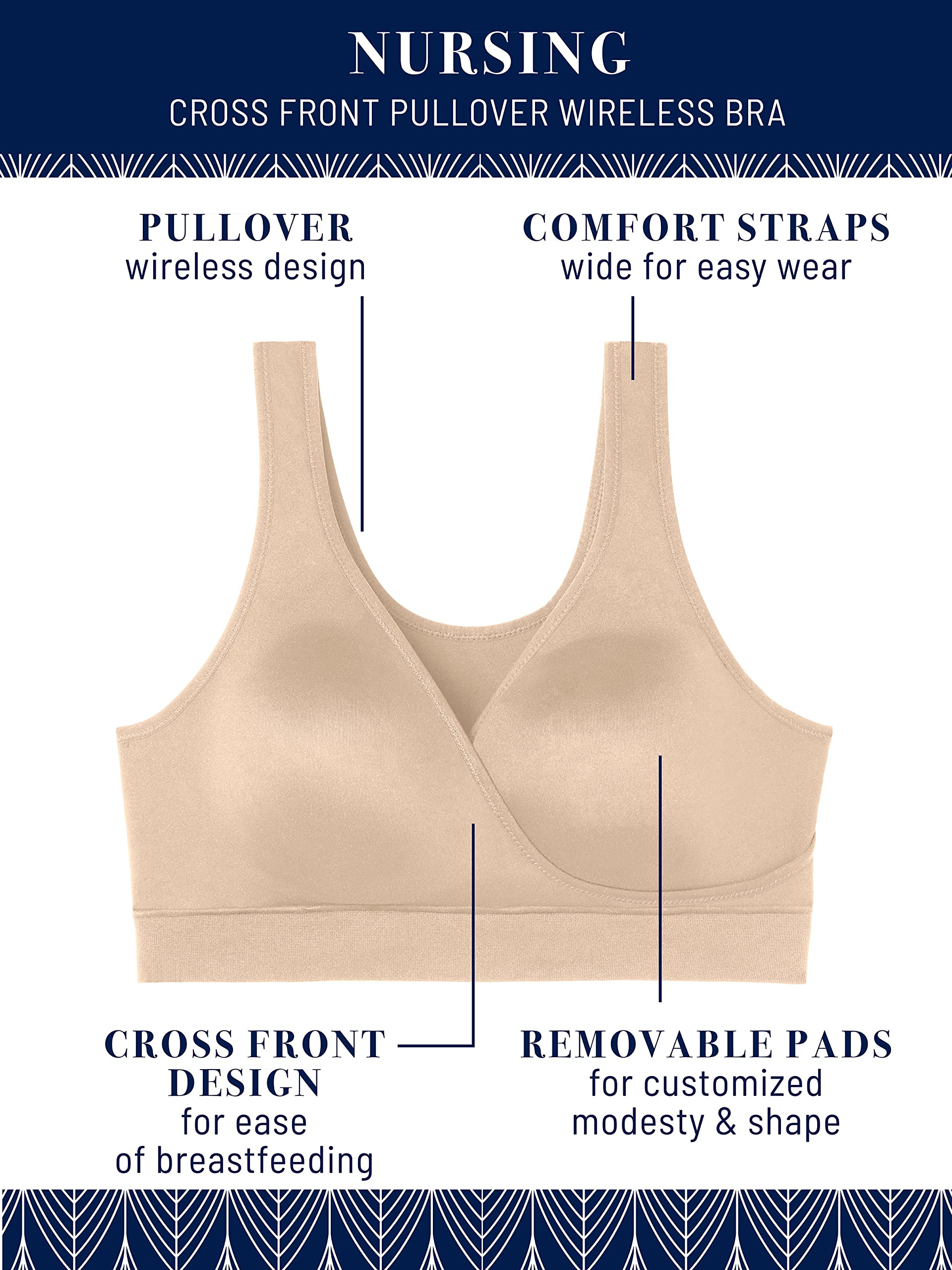 Vanity Fair Women's Maternity Nursing Bras - Wireless Pullover Sleep Bra for Breastfeeding & Comfort | Multipack Options | Perfect for Pregnancy, Nursing & Lounging at Home