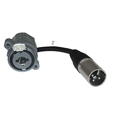2ft Pigtail TRS/XLR Male Panel Mount to XLR Male Plug Adapter Cable - Black - Professional Audio Equipment Connector for Studio Mixers, Stage Performances & DJ Setups