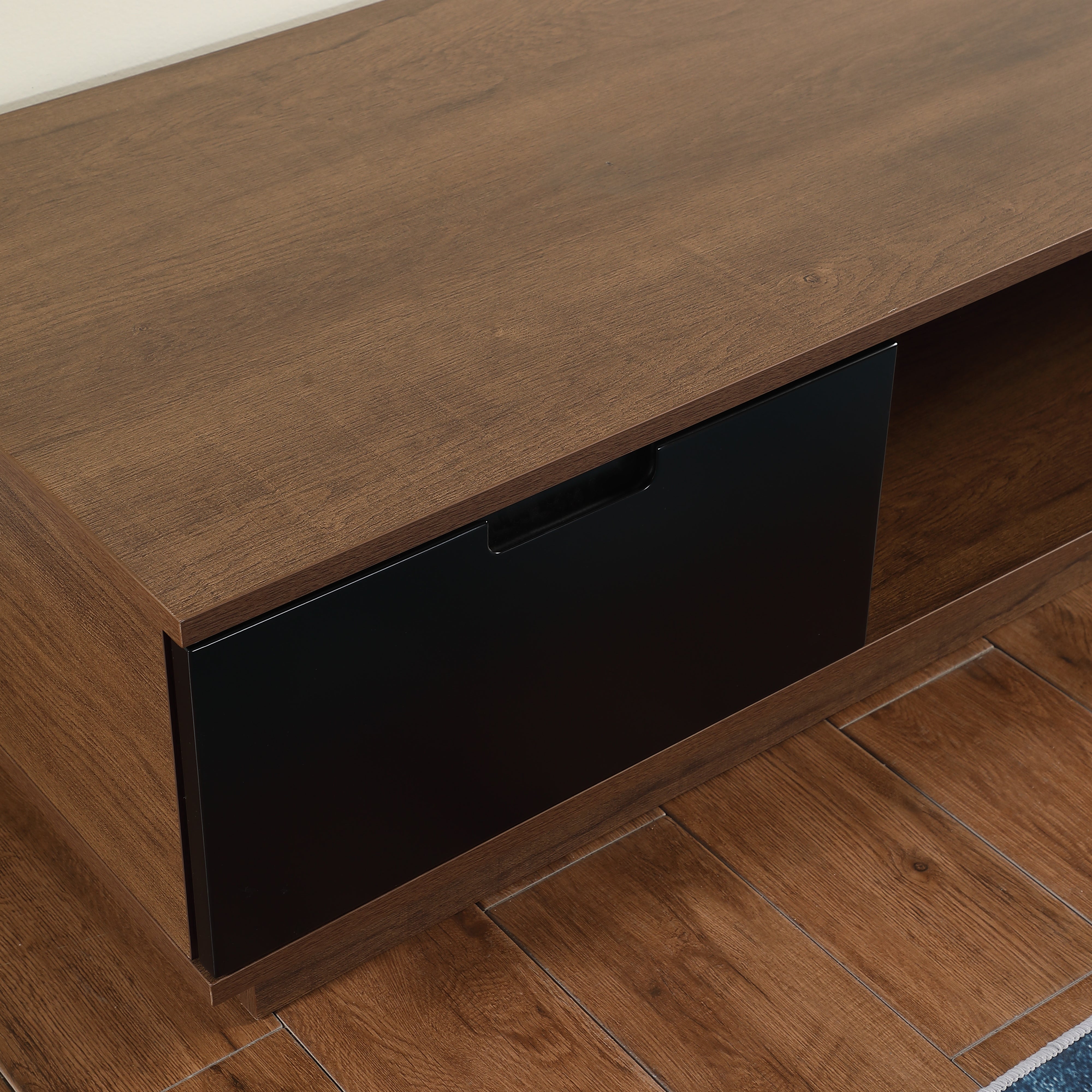 Taurs Dark Oak Rio Entertainment Center - 2200mm Low Line TV Cabinet & Media Storage Unit for Living Room, Home Theater, and Gaming Setup