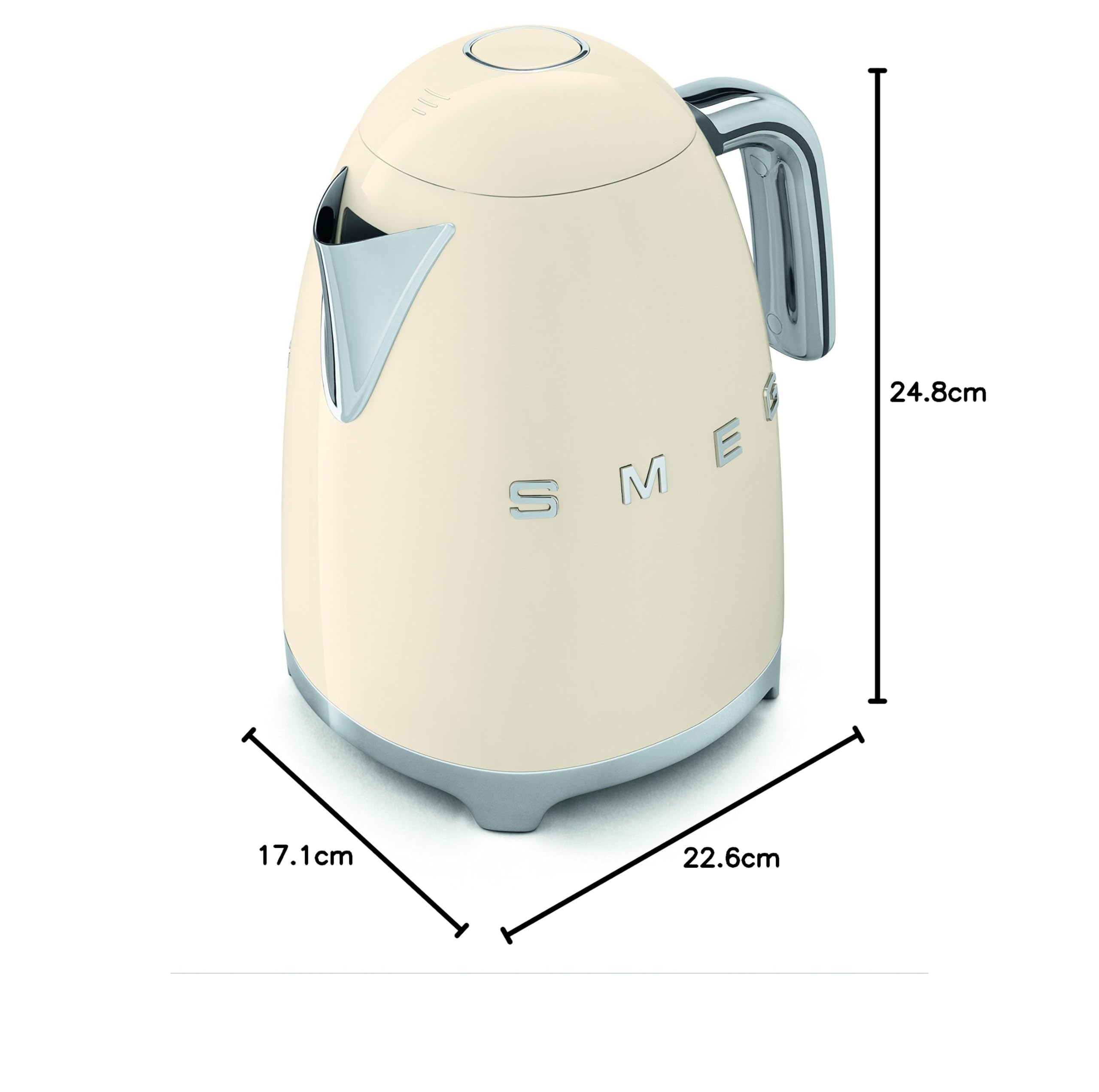 SMEG KLF01CREU Electric Kettle - 2400W, 7 Cup Capacity, Stainless Steel & Cream Finish - Perfect for Home, Office & Tea/Coffee Brewing