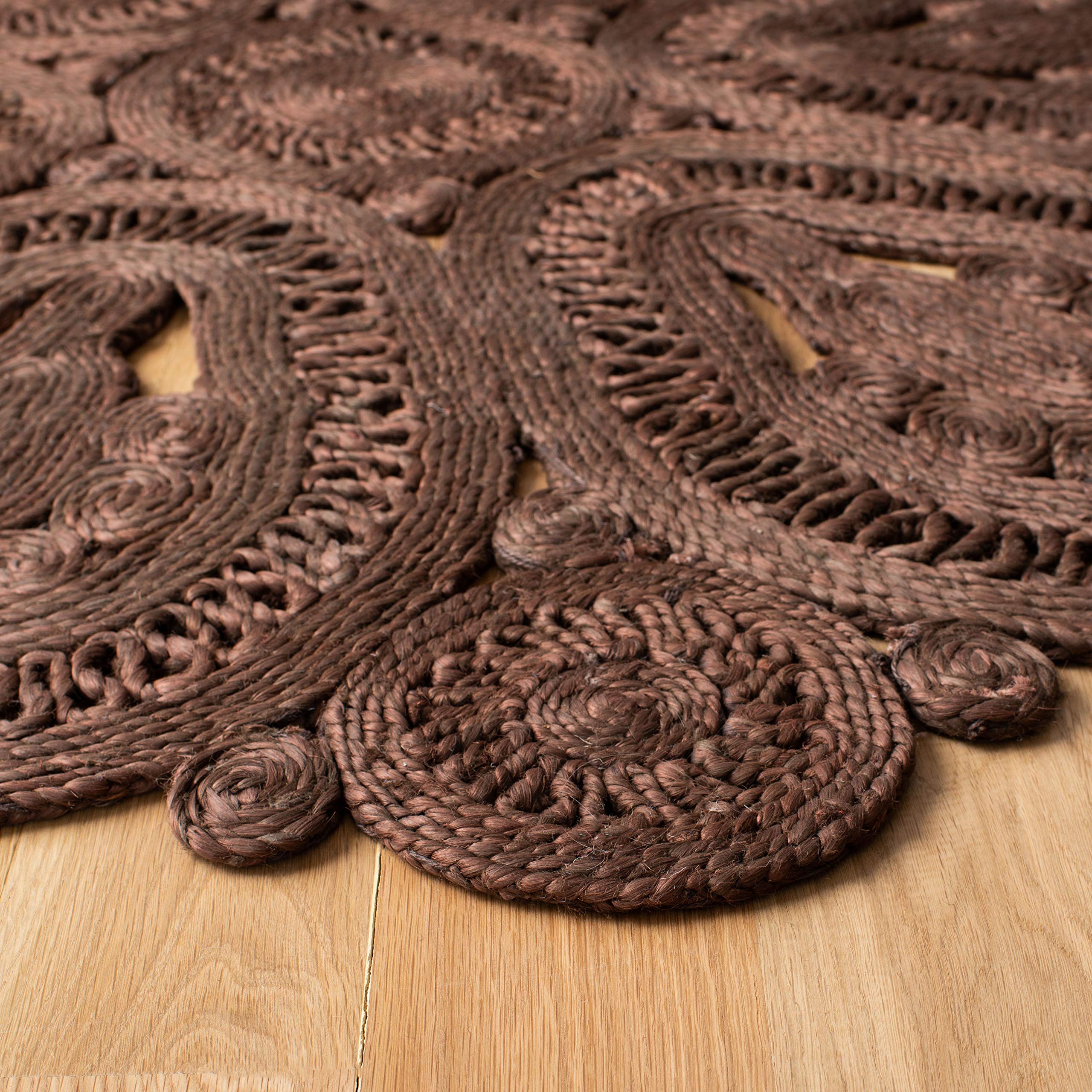 SAFAVIEH Handmade Natural Fiber Jute Area Rug - 7' Round Boho Farmhouse Rug in Brown (NF360T) | Perfect for Living Room, Bedroom, or Home Decor
