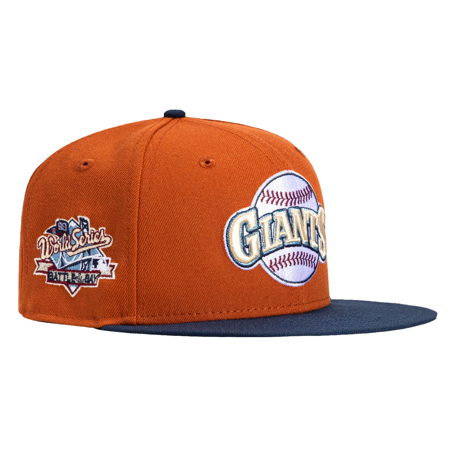 New Era 59Fifty San Francisco Giants Battle of the Bay Patch Logo Hat - Burnt Orange & Navy - Baseball Cap for Fans, Streetwear Fashion & Outdoor Activities