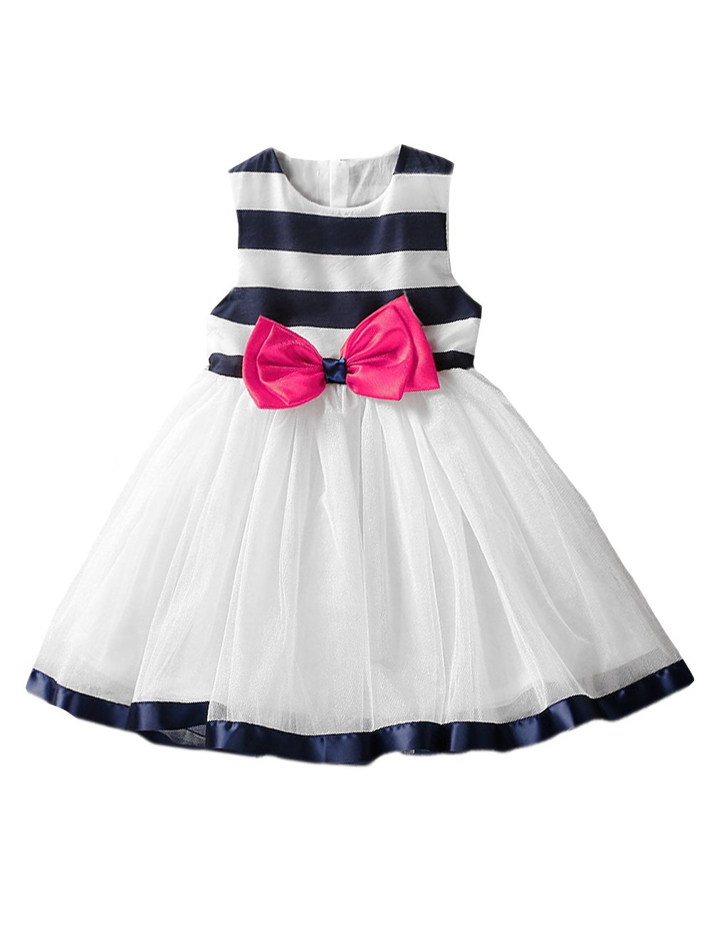 DHASIUE Girls' Stripe Party Dress - Elegant Bow Tie Sundress for Weddings, Bridesmaids & Special Occasions | Perfect for Birthday Parties, Photo Shoots & Family Gatherings
